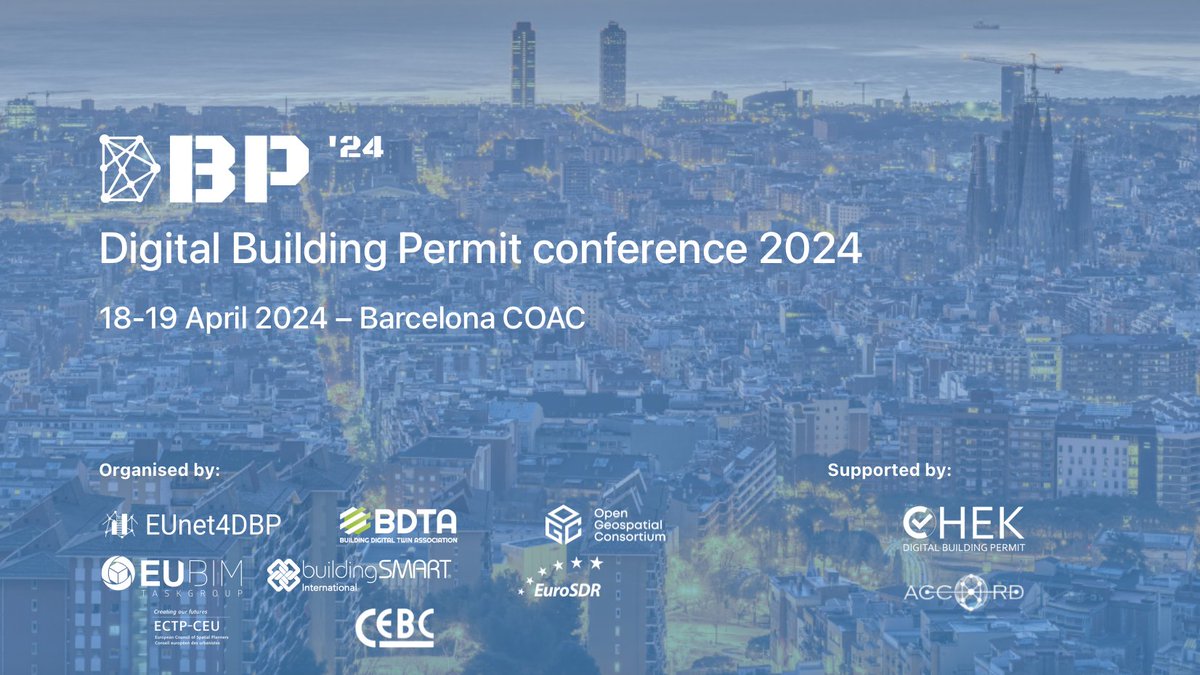 OGC is proud to be organising, with @EUnet4DBP and other orgs, the Digital Building Permit Conference '24, which brings together the whole #DigitalBuildingPermit community for >70 presentations discussing all the involved aspects. Learn more at: bit.ly/42CWpNb