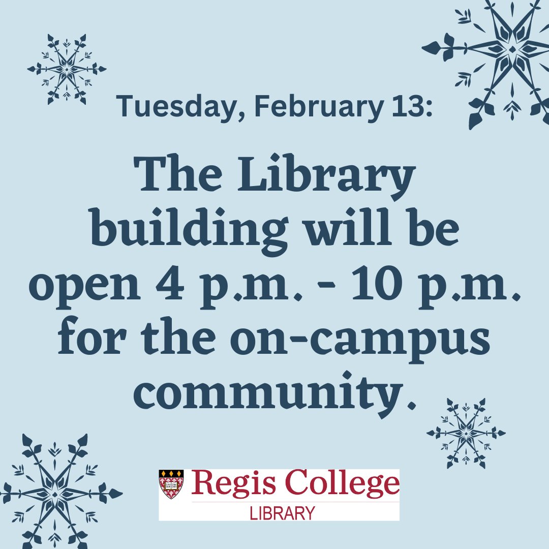 RegisCollegeLib's tweet photo. Thanks to our storm team! https://t.co/uJjvlmZtFR