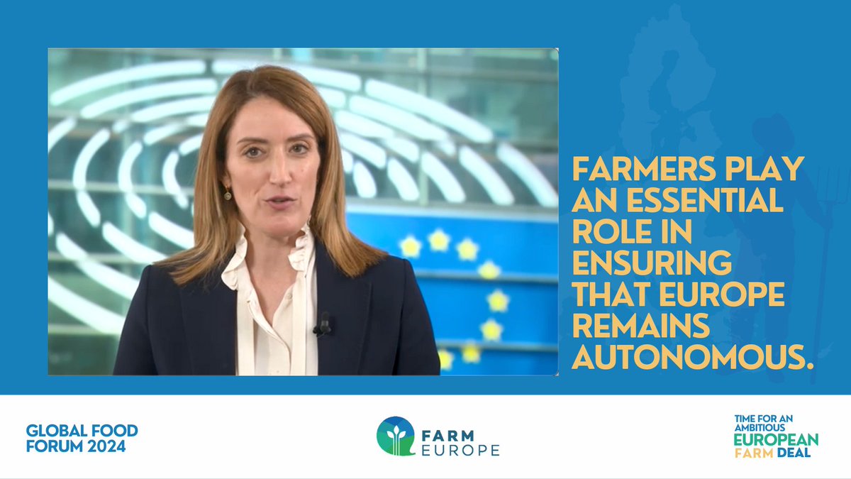 Delighted to hear @EP_President opening the VII Edition of the #GFF2024. '#Green transitions must be about stimulating new forms of growth & employment, ensuring food & energy security, leaving to our children a better & more sustainable continent. Farmers provide solutions'.