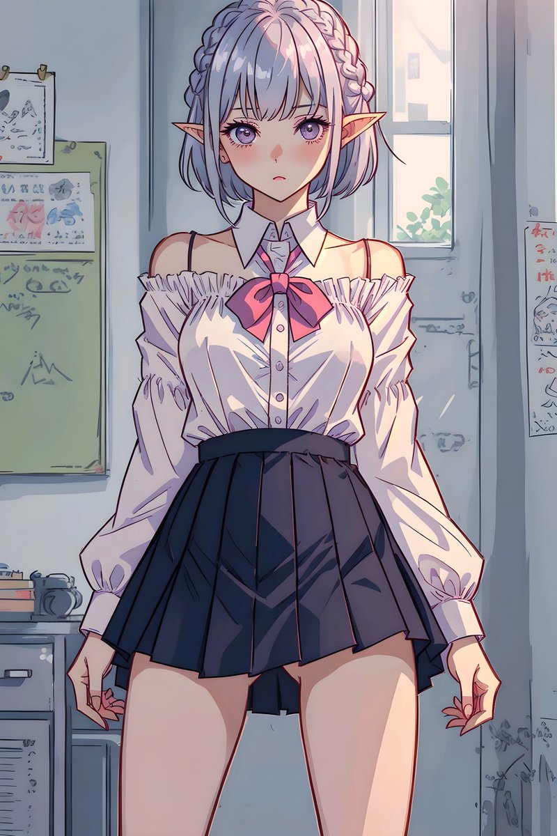 DGallardo53's tweet photo. Elf girl, in the school 😝😍❤️‍🔥❤️‍🔥❤️‍🔥😍😝
#elfgirl #schooluniform #bobhaircut #whitehair #offshouldershirt #skirt #anime #animeia #animegirl #animegirlia #ia #iailustration https://t.co/kN2YNdtV6t