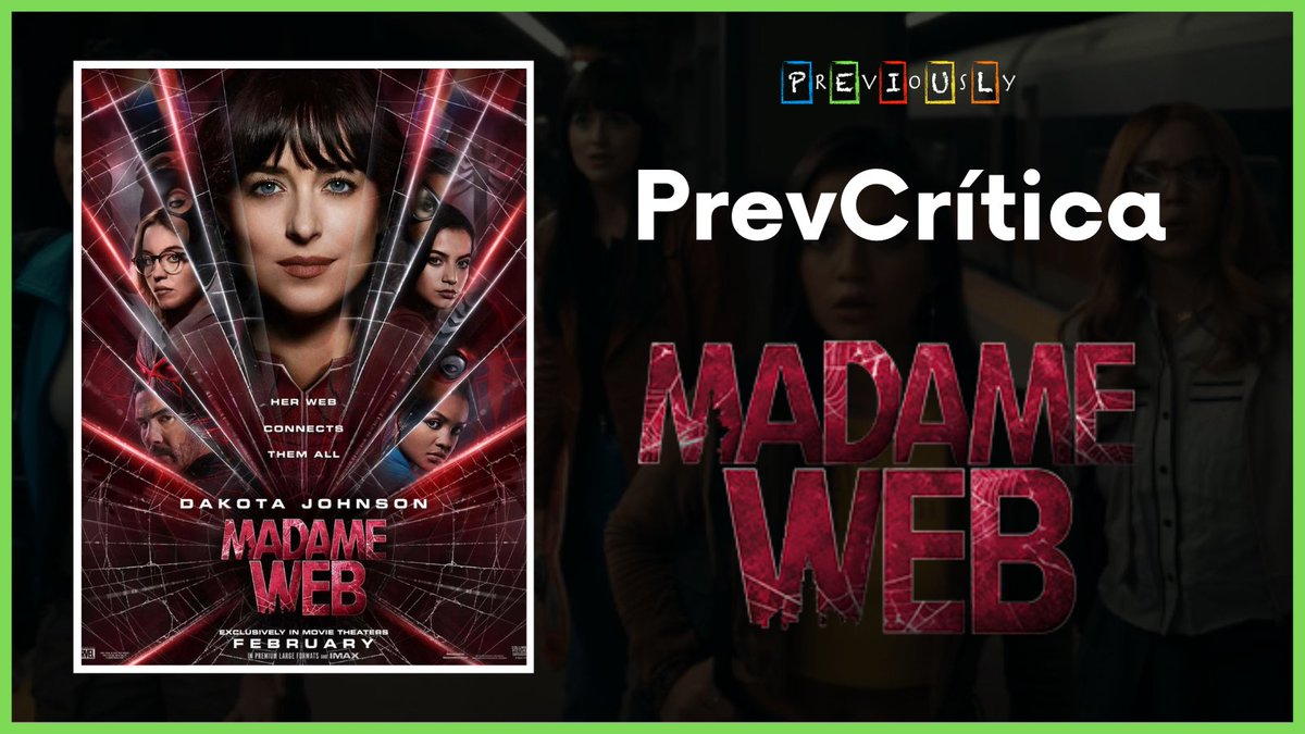 PreviouslyFilmx's tweet photo. #PrevCrítica P1
#MadameWeb 

🔸Nota:6️⃣

Sony Pictures presenta su MEJOR película del Universo de #SpiderMan. 

No es un peliculón, tampoco quedará para la posteridad pero viendo #Venom o #Morbius es una película más que decente. https://t.co/wMqoauXdMz