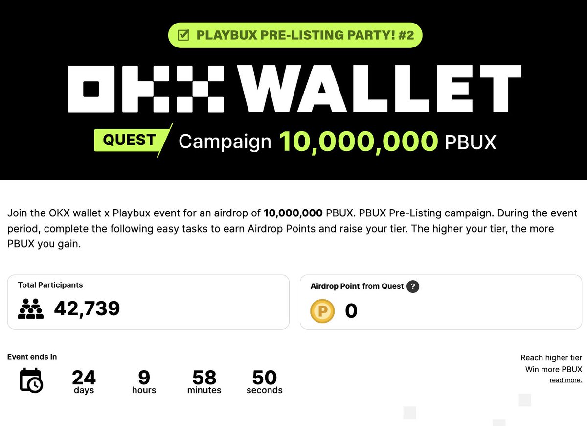 playbuxco's tweet photo. @okx Achieve a high rank to earn even more PBUX! 
https://t.co/fnKs9OKaaW ✅ https://t.co/qXTrDvo4bW