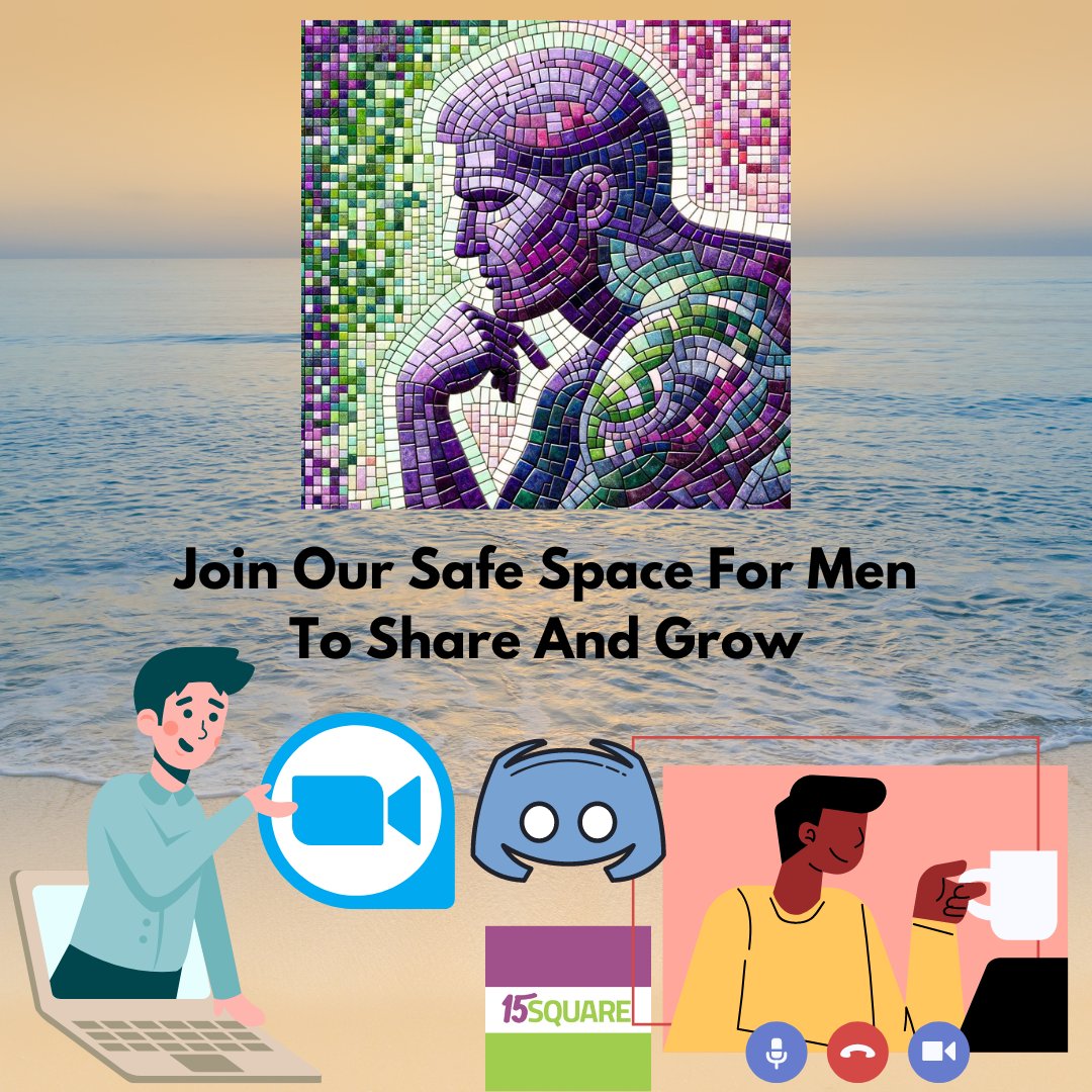 Join our safe space for men to share and grow. Connect with us on Zoom and Discord. #MensSupportGroup #VirtualMeetings #StrengthInUnity