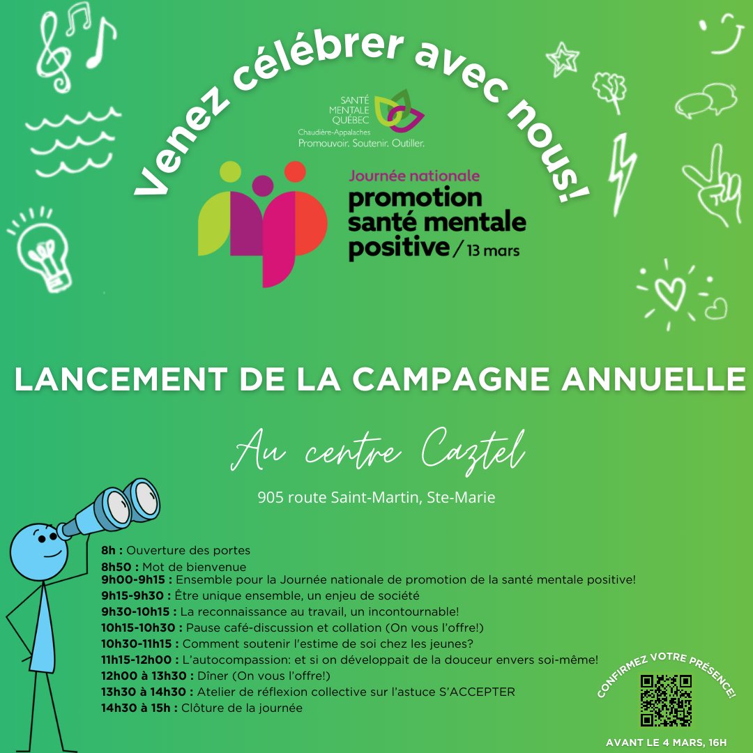 SMQ_CA's tweet photo. Dans le cadre de la JNPSMP, on lance notre nouvelle campagne « S'accepter c'est être soi-même, ensemble ». 🤲💚

Ensemble pour une bonne santé mentale!

Alors, seras-tu des nôtres?

Inscris-toi ici avant le 4 mars 👉🏻 https://t.co/i62PeGSaxc https://t.co/p4COJI4k3T