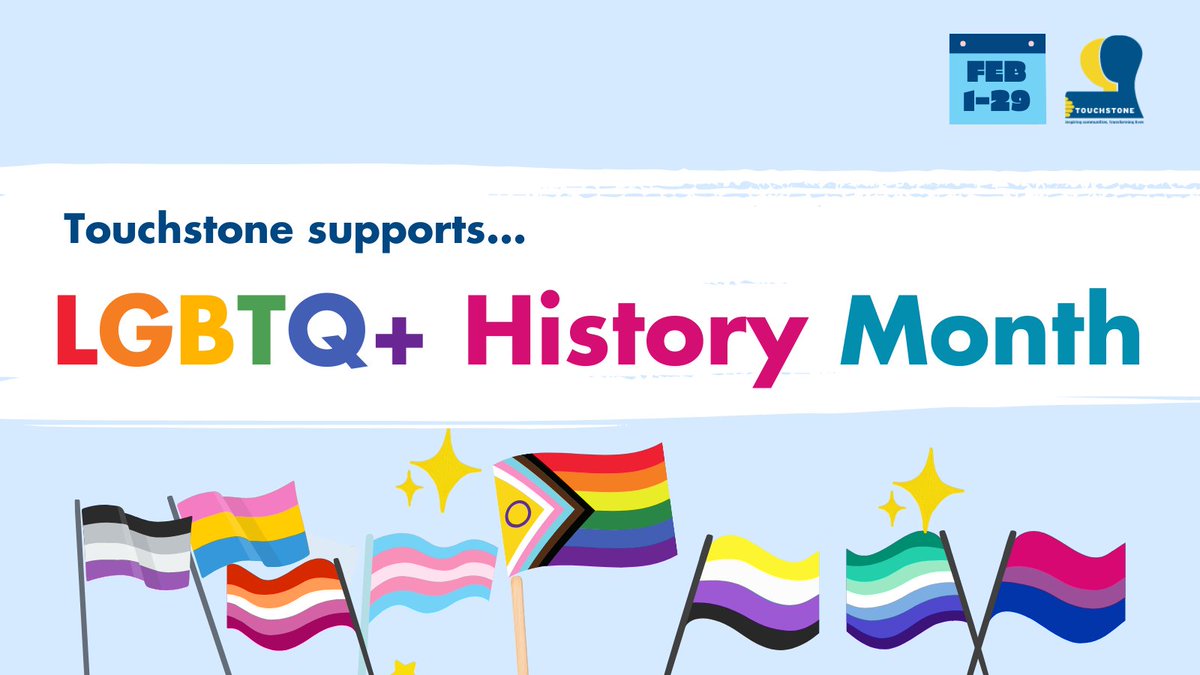 LGBTQ+ History Month is an important one at Touchstone. To mark the month, our brilliant LGBTQ+ Staff Network have organized a range of events for a mix of staff and the public. 

Visit our blog for a full list of what's going on this month: touchstonesupport.org.uk/lgbtq-history-….

#LGBTplusHM