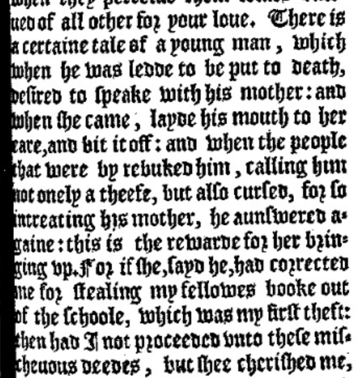 Always blame the mothers! Yes, bite off their ears. 👂👂👂 Text from Juan de Vives, Instruction of a Christian Woman.