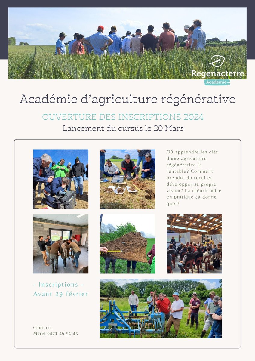 Rejoindre une formation pour réfléchir, se poser des questions, se challenger, faire de l’agronomie, et rencontrer plein de personnes intéressantes, ça vous dit? Inscription avant fin fév. regenacterre.be/academie