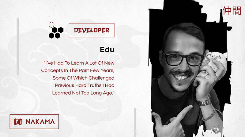 Nakama_Labs's tweet photo. In today's interview, Eduardo Pelitti, Lead Frontend Engineer at Nakama, offers insights into his work, shedding light on the realm of #Web3 development and the unique challenges it presents compared to traditional Web2 paradigms. 👀

Read the interview: https://t.co/N6uwfUJk6i

#IOTA #Shimmer #ShimmerEVM