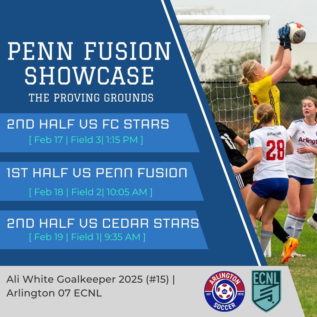 AliWhite2025's tweet photo. Come see me and my team play in the Penn Fusion Showcase this weekend!

@ARL07GirlsECNL 
@ECNLgirls 
@ImYouthSoccer 
@ImCollegeSoccer https://t.co/LejfTS4q6G