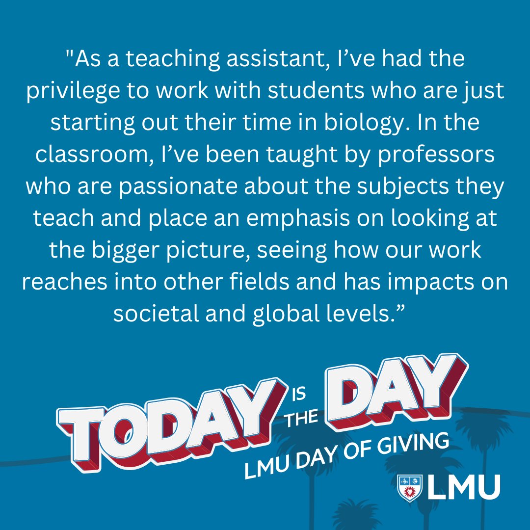 LMU's 24-hour Day of Giving is here! Make a gift to help us fund more scholarships! Clare Houston, a senior biology major &amp; scholarship recipient, shares what she's learned as a student in Seaver College. Make a gift today! dayofgiving.lmu.edu/organizations/… #lmudayofgiving