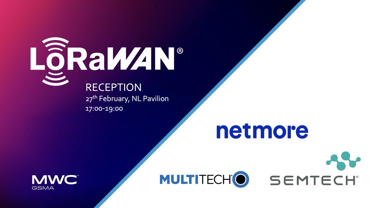 Join @MultiTechSys and our partners @Netmore, and @Semtech for a reception at MWC Barcelona to celebrate the future of LoRaWAN connectivity. #mwc24 For information and reception tickets:eventbrite.co.uk/e/mwc-lorawan-…