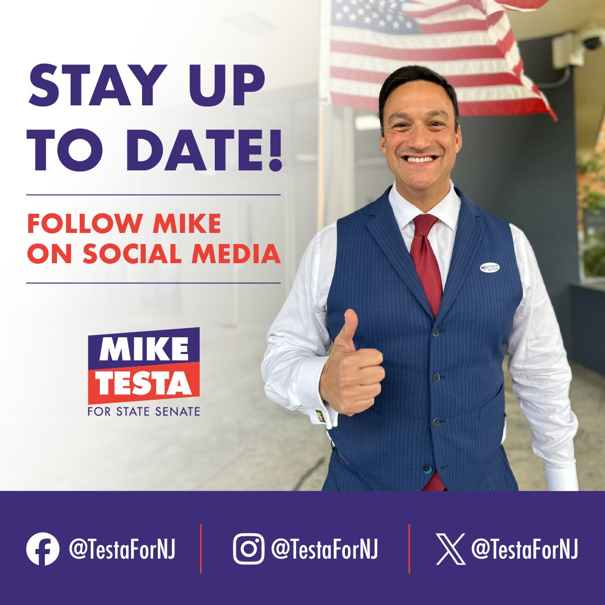 TestaForNJ's tweet image. Are you following me across all of our social media platforms? Never miss a beat with #TeamTesta and let's stay connected! 📱