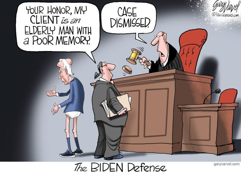 Itsraining2's tweet image. He's either cognizant to stand trial or he's not. 
#HurReport #BidenDementia