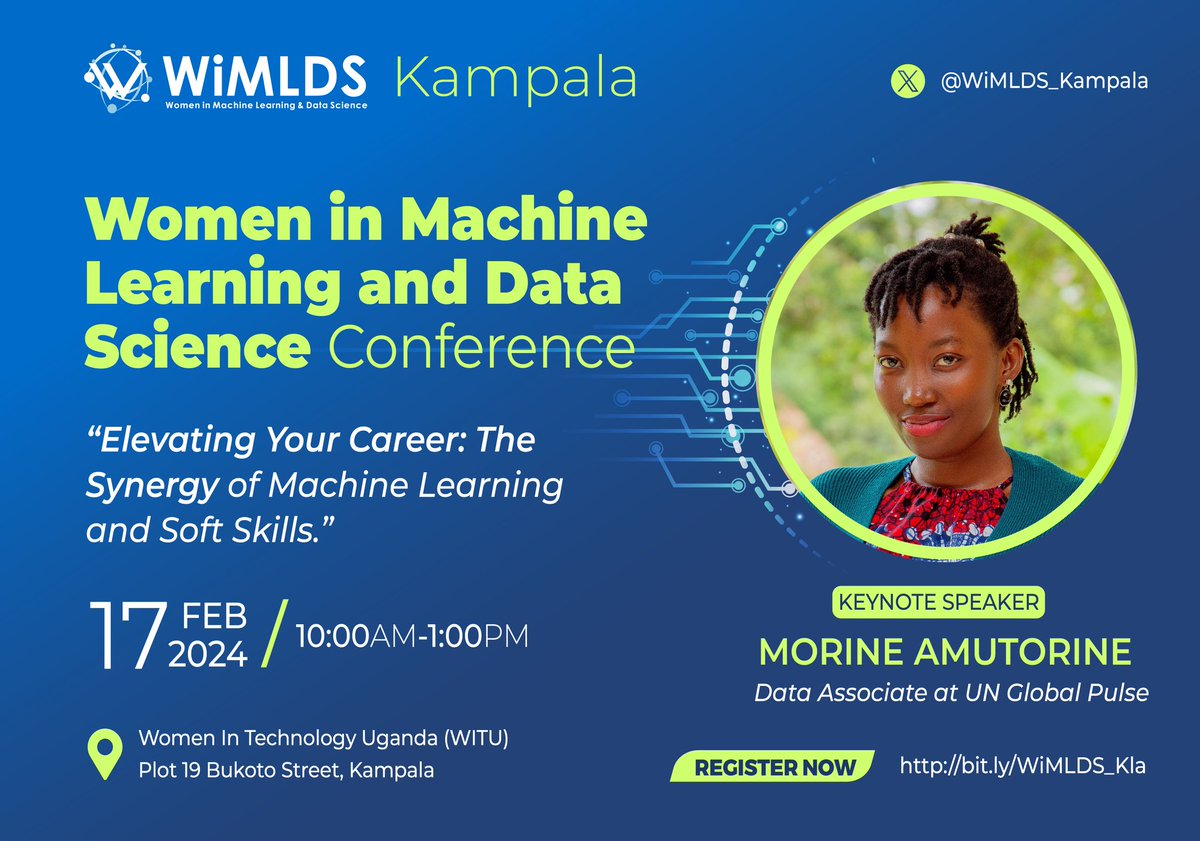 Introducing our Keynote speaker @theAmutorine 🎉✨at the upcoming Conference on 17th Feb at @wituganda. With extensive experience in analyzing and communicating data,Morine will explore the synergy of #ML & #softskills.Don't miss this enlightening session! #boostyourcareer #tech