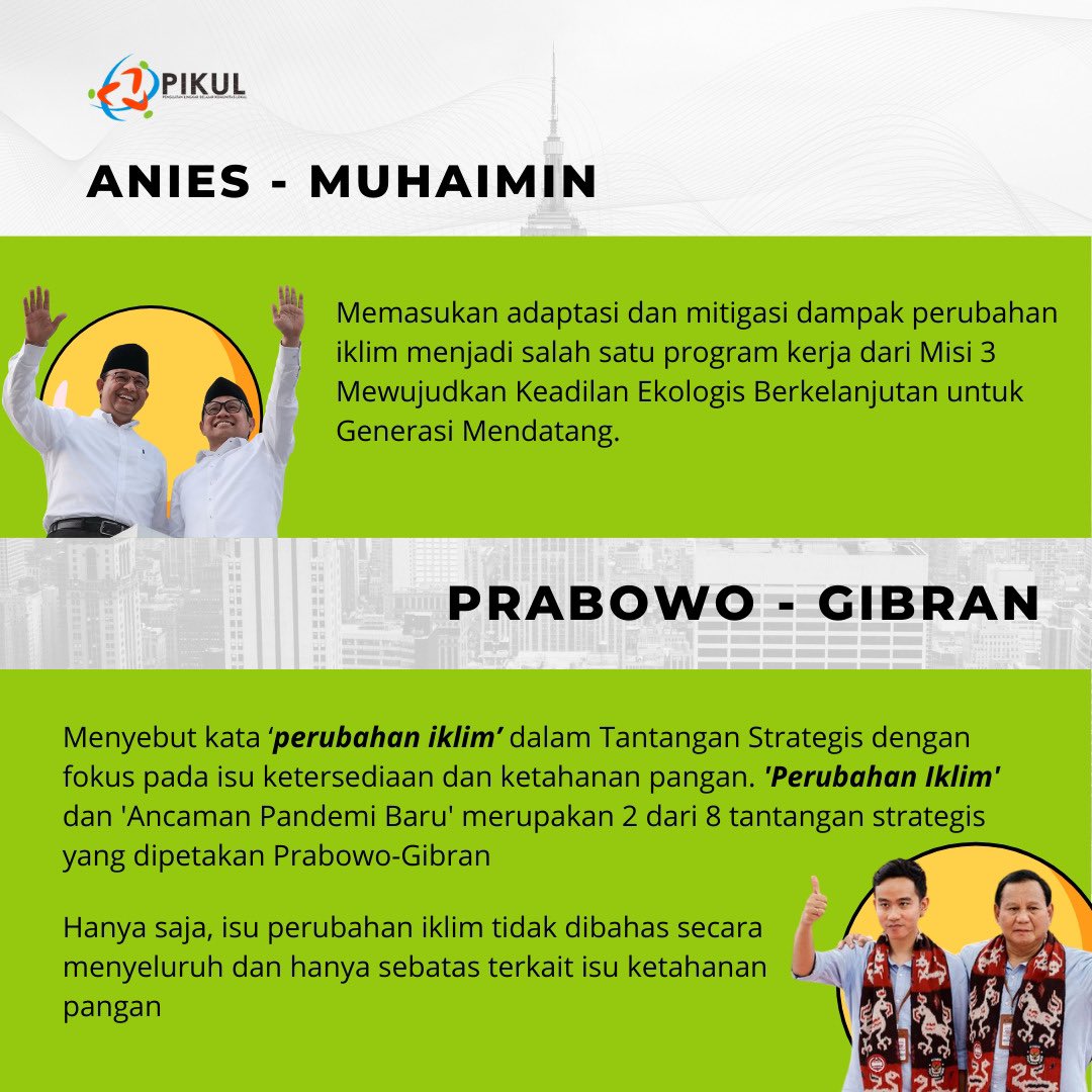 pikul_kupang's tweet photo. Apakah pasangan calon memiliki komitmen penegakan Keadilan Iklim terhadap tema tersebut?’ Dalam analisa ini, Keadilan Iklim merujuk pada Keadilan Rekognitif, Prosedural, Korektif dan Distributif.

#Pemilu2024 #AniesAmin #PrabowoGibran #GanjarMahfud #SalahPilihSusahPulih https://t.co/qvf9LgqcwV
