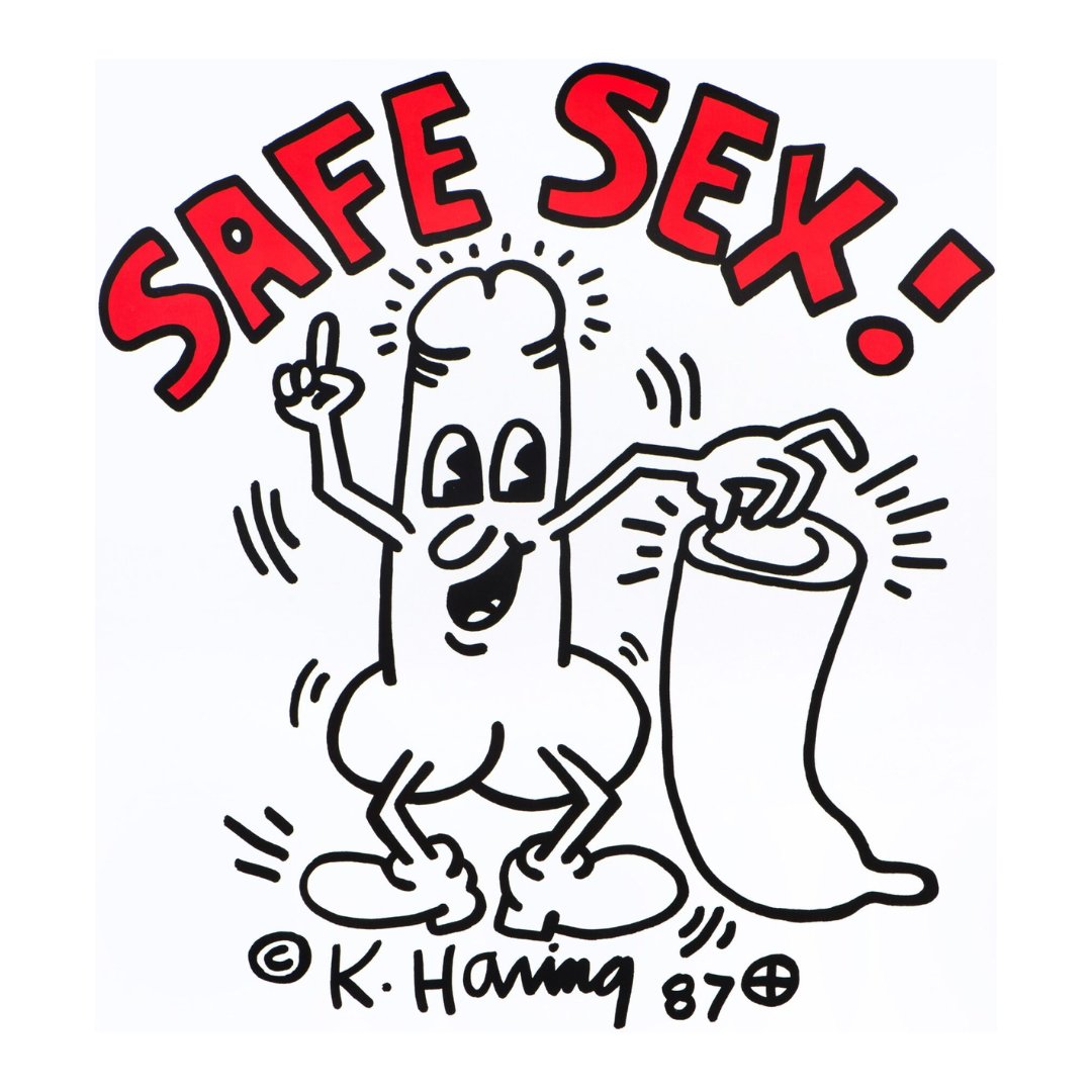 fqsida's tweet image. 📣 Aujourd’hui, c’est la Journée mondiale du préservatif ! #WorldCondomDay 

Image : “Safe Sex !” par Keith Haring, décédé du sida en février 1990.

#worldcondomday2024  #fqsida #VIH #stopSIDA #qcsanssida