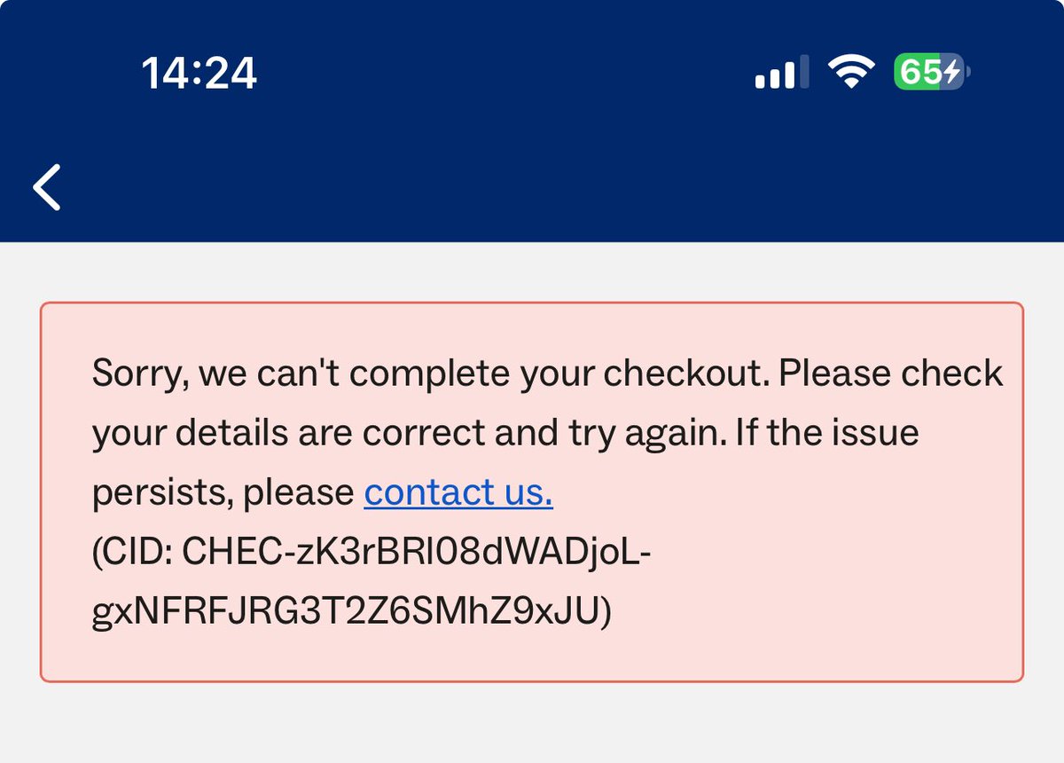 JaspritSC's tweet photo. @EurostarUK I keep getting a booking error - as per screenshot. Haven’t been able to book travel as a result, is your site down? https://t.co/rEGerjwPwi