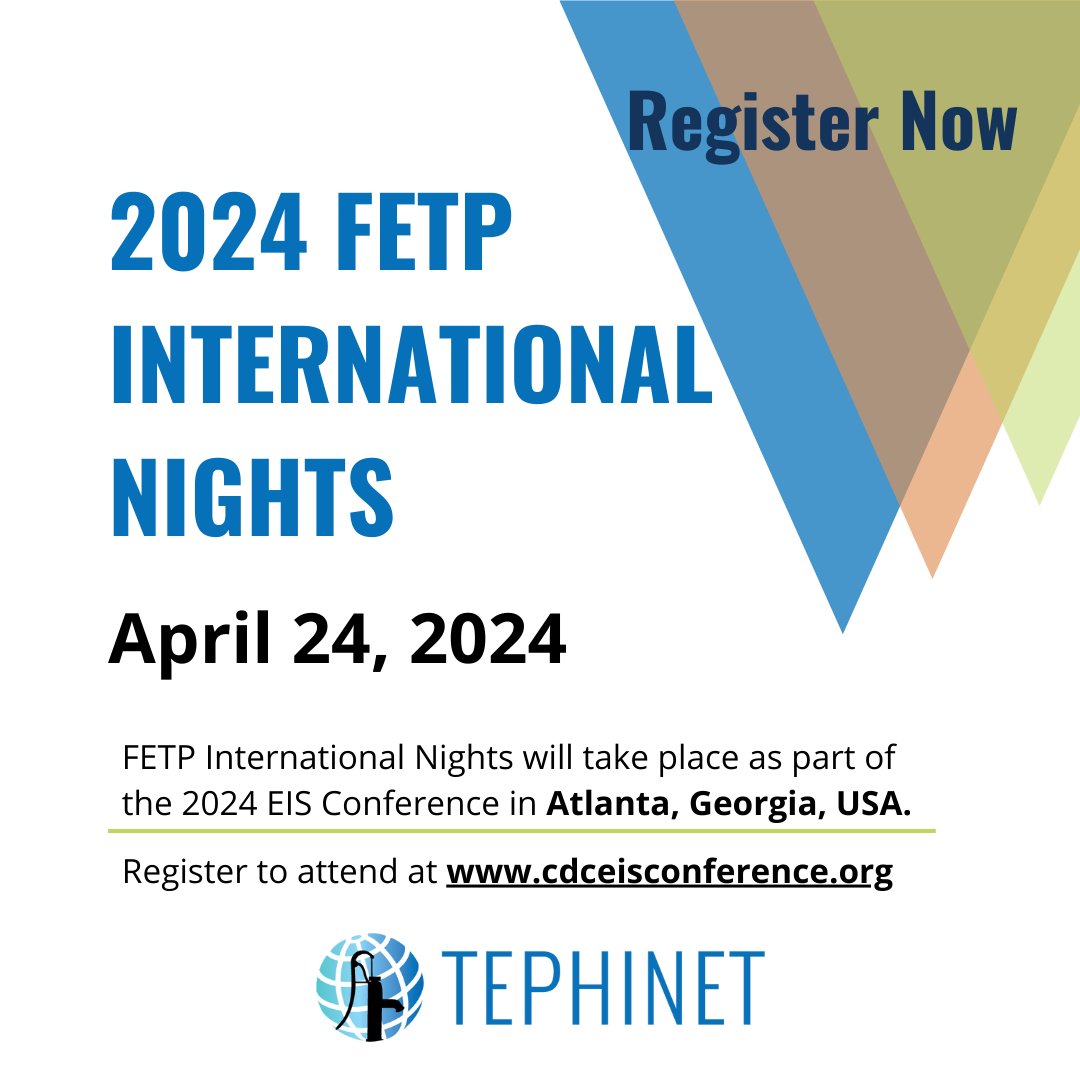 Registration for the EIS Conference is now open. Registration is free! Please visit the website cdceisconference.org to register to attend. We can't wait to see you in Atlanta! #fetp #fetpinternationalnights #eisconference
