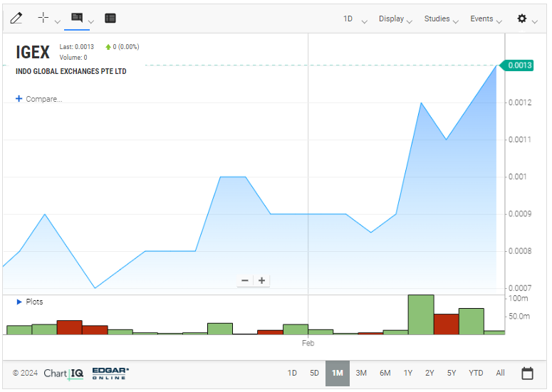 angle_baron's tweet photo. 🚀 $IGEX continues its upward trajectory with a 8.33% increase in the previous close! 📈 With a market cap exceeding $7.8M and 6B outstanding shares, it's a stock to watch in the #OTC market. 💼
 #StockMarket #Investing $SPY $TSLA $AMC $NVDA $MULN #Trading https://t.co/IQLytIXXzy