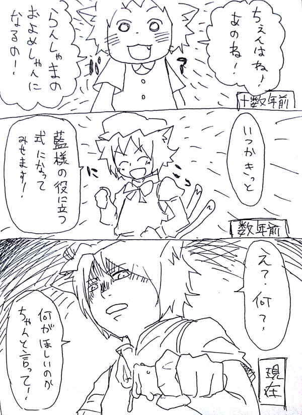 これは2012年に描いたらくがき漫画。天然ドS橙とドM藍さまです。 