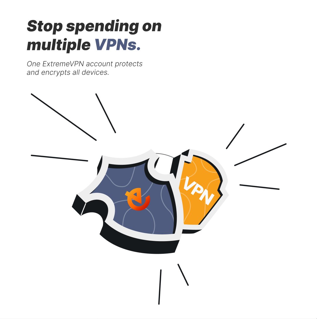 ExtremeVPN's tweet photo. Cut costs on multiple VPNs! With one ExtremeVPN account, protect and encrypt all your devices. Simplify your online security with #ExtremeVPN!

Read More At: https://t.co/ZMiEhK1sSD

#OneVPNforall #CostEffectiveSecurity #DeviceEncryption #OnlinePrivacy #ExtremeSecurity #VPNBundle https://t.co/DgBmmAZdh4