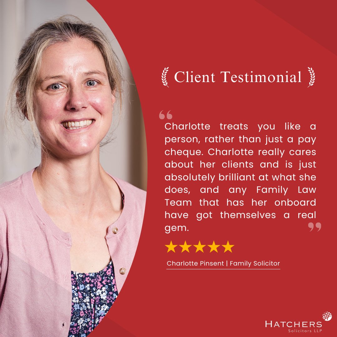 HatchersLLP's tweet photo. A huge well done to Charlotte Pinsent from our Family Law Team, who has received a 5-star review from one of her clients! https://t.co/jSgaWzcNrx