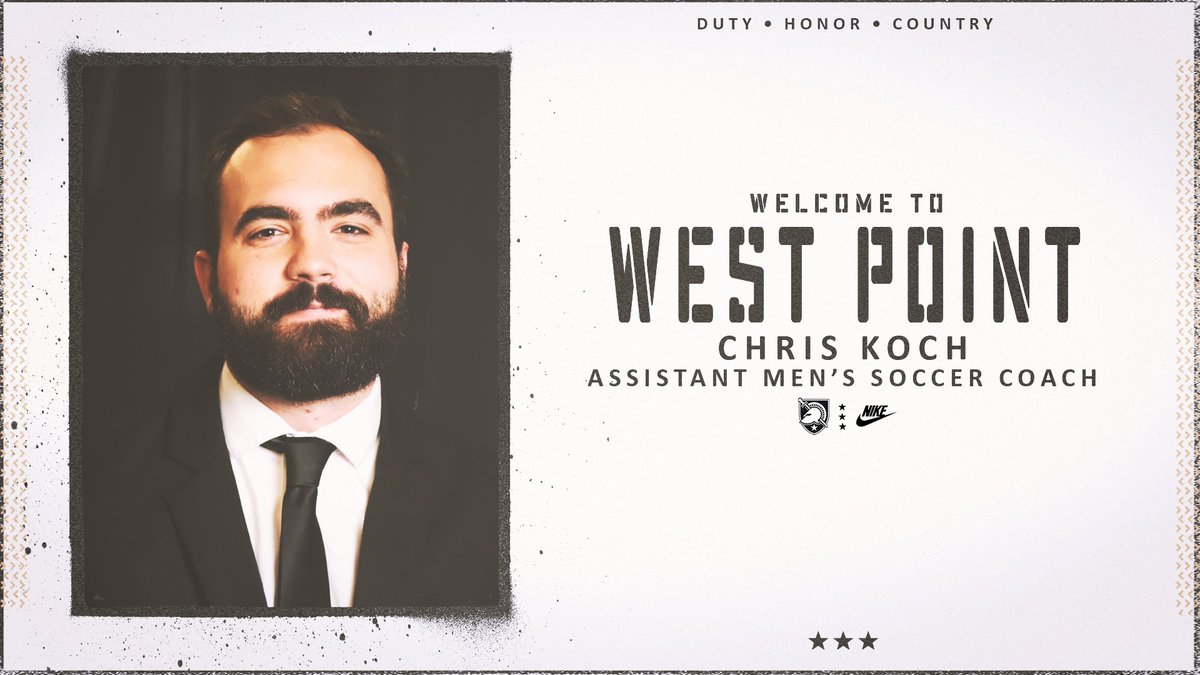 Welcome to America's Team 🇺🇸🫡 Excited to announce the addition of Chris Koch to the staff as assistant coach! 📝 goarmywestpoint.com/news/2024/2/13… #GoArmy