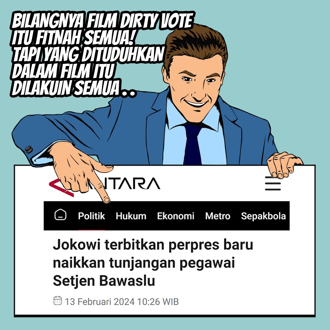 SariPutri96's tweet photo. Bahayaa nih kawan-kawanku. Pastikan Pemilu 2024 ini berjalan dengan jujur dan bersih dari praktik kotor Rezim. Kawal Pemilu kita yaa #PelanggaranPemilu #TolakDinastiPolitik #Jokowi #BocilGibran #Pilpres2024 #PrabowoPenculik #Asalbukanprabowo https://t.co/xjdRiCfi3D