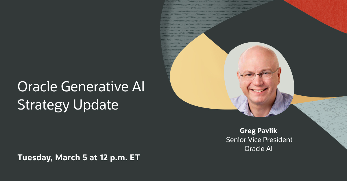 Join Greg Pavlik to learn how generative AI is changing the way businesses drive growth and modernization. Register now: social.ora.cl/6011Vt8FU