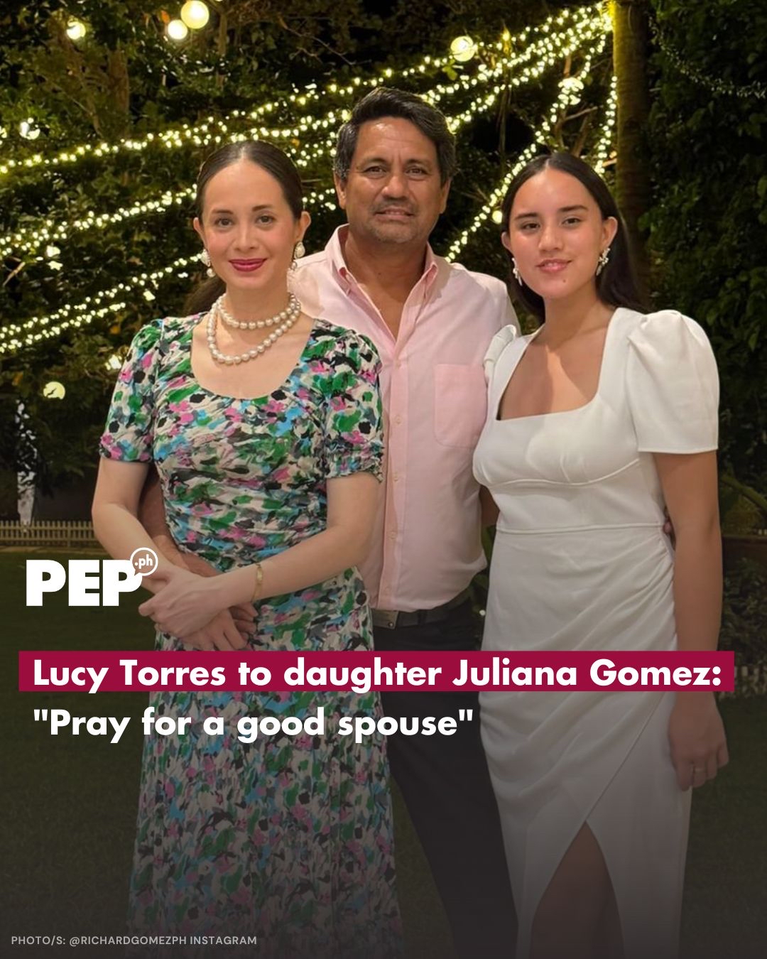 Official PEP.ph on X: "Lucy Torres and husband Richard Gomez have come to  accept the fact that their unica hija Juliana is all grown up and at that  stage of exploring romantic
