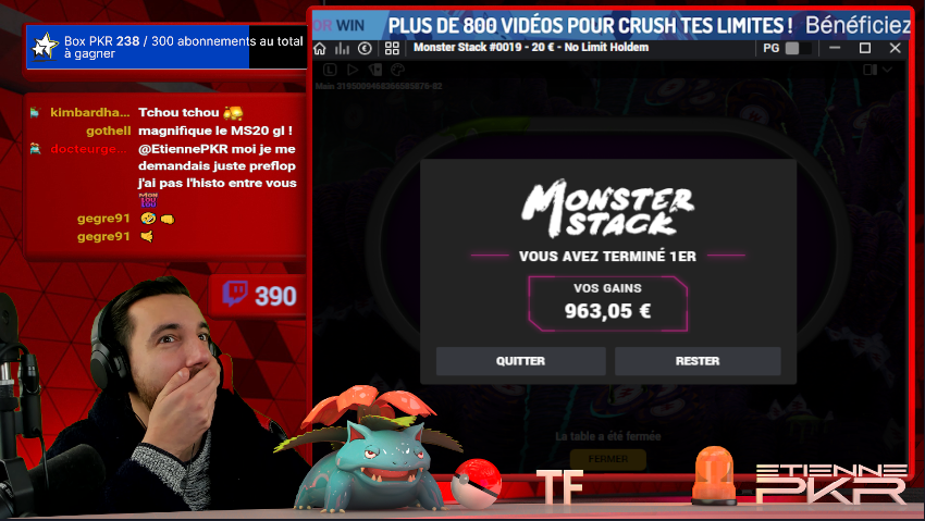 WOOOOOH! ça y'est, on décolle enfin!!! ✈️
Deux victoires ce matin! 🏆
La win du Starter de <a href="/PMU_Poker/">PMU Poker 🔞</a> pour 227€!💵
La win du M20 pour 963€! 💵💵💵
La Bankroll qui passe les 4300€! 🤩📈 
On se retrouve en stream demain à 19h sur la PMUTV pour la 4ieme manche du ONE TIME!!🗓️