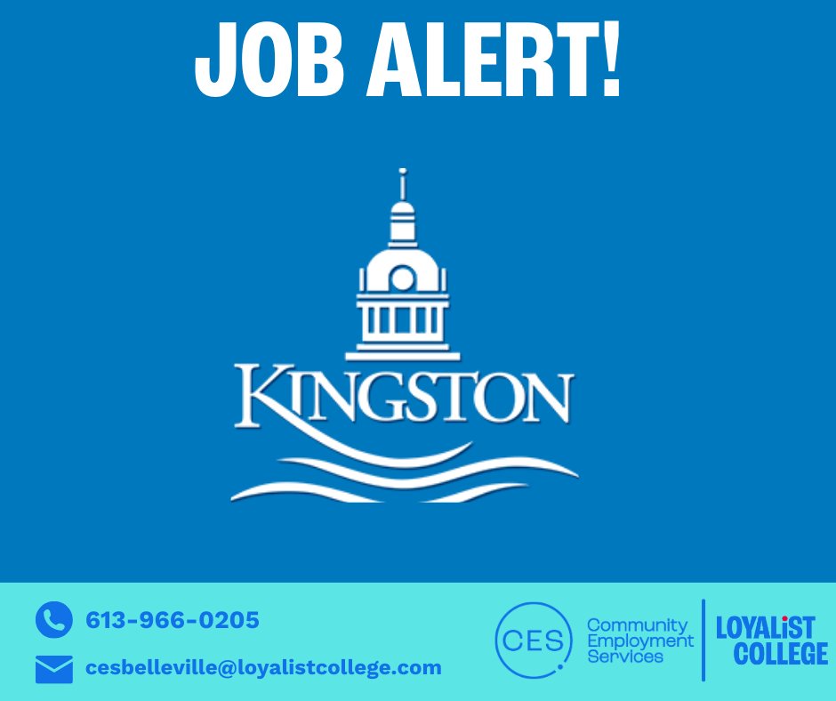 LoyalistCES's tweet photo. There are multiple jobs available from the City of Kingston on our job board. These range from positions at Rideaucrest Home, Building &amp; Plumbing Inspectors and much more! Check out our job board for more information! https://t.co/4nozoxNaDD https://t.co/b1Kx73KDWi