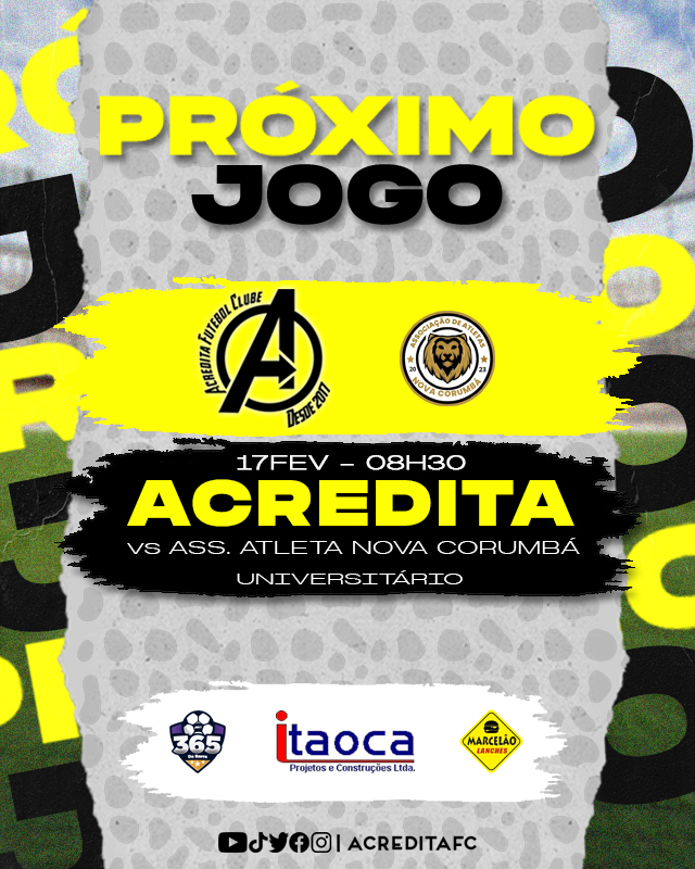 Acreditafc's tweet photo. 🏟 Universitário
🏆 6ª Partida
🗓 17.02
🕢 08H30
#AFC #ACREDITA #futebol https://t.co/IZaZUdJv9b
