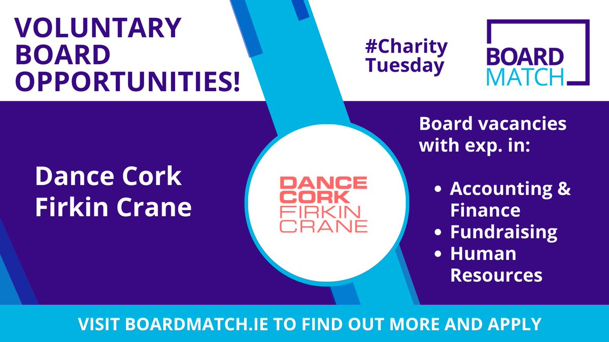 #CharityTuesday @DanceCorkFC specialises in supporting dance artists, presenting dance performances and encouraging people in Cork to engage with dance of all kinds. They are seeking candidates with experience in: Accounting & Finance, Fundraising and HR lnkd.in/eS5GWMpb