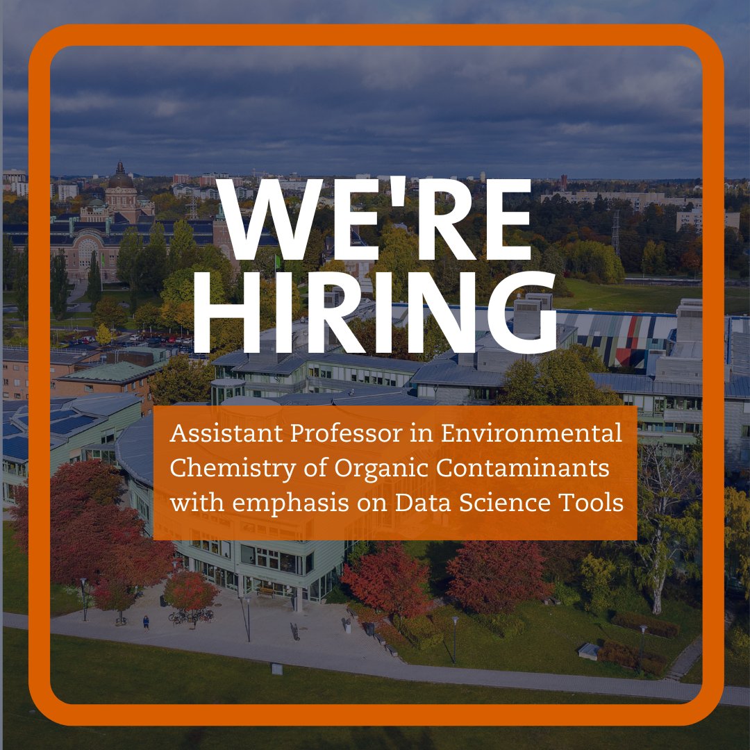 📢We're hiring! Join our team as an Assistant Professor in Environmental Chemistry focusing on organic contaminants with a twist of #DataScience Tools. 

Apply now &amp; help us make a difference! 
Deadline: 3 June 2024

More information 👉shorturl.at/KOY12
<a href="/Stockholm_Uni/">Stockholm University</a>
