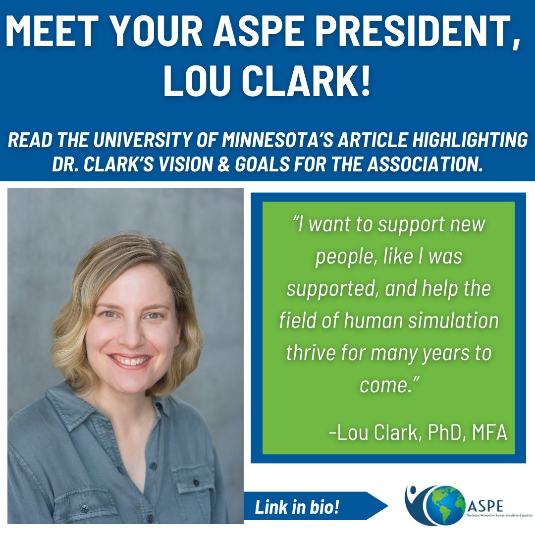 Meet your ASPE President, Dr. Lou Clark (<a href="/LouClarkartist/">Lou Clark</a>)! Check out the University of Minnesota's article highlighting Dr. Clark's vision and goals for the association. Read it here: tinyurl.com/523c3z43