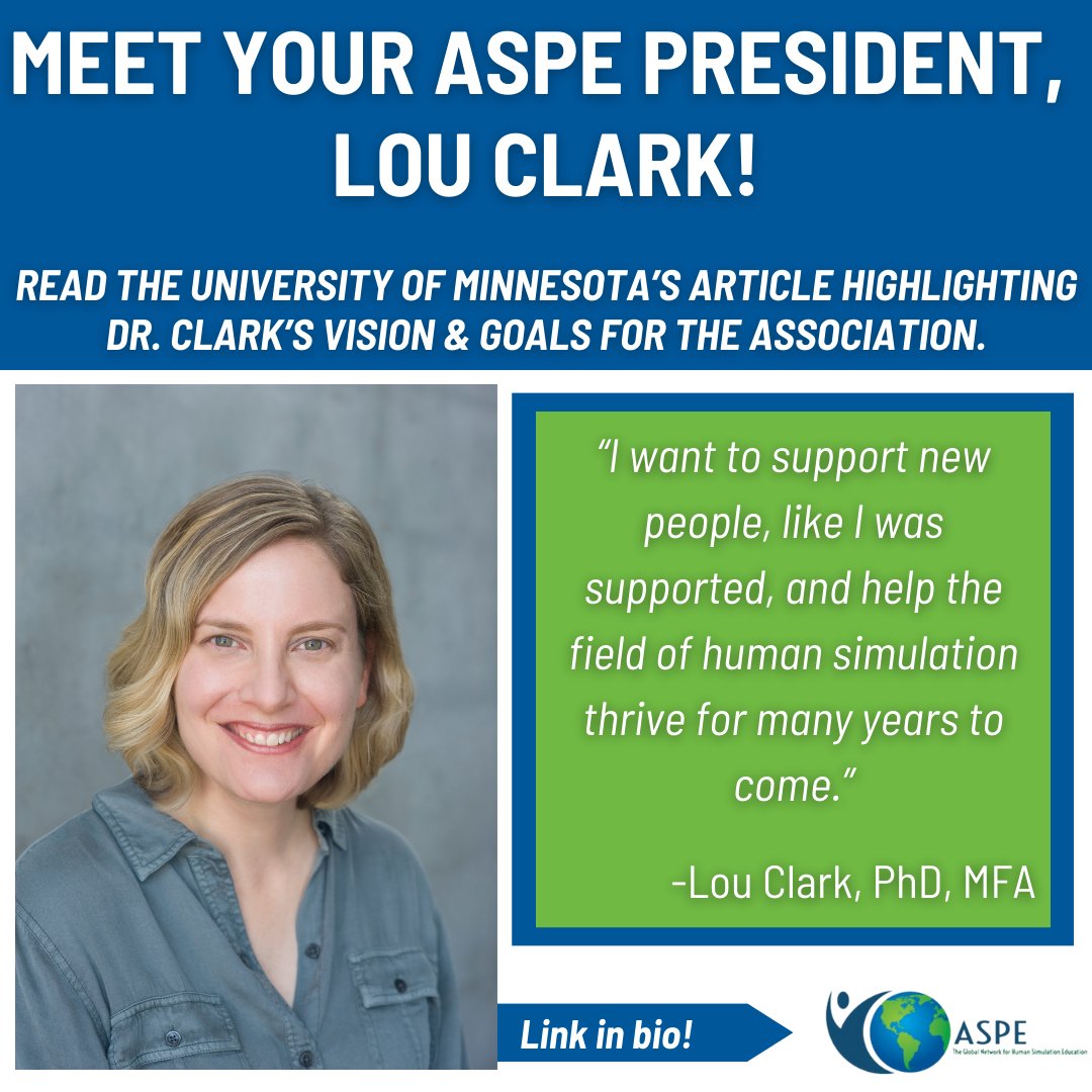 Meet your ASPE President, Dr. Lou Clark (@LouClarkartist)! Check out the University of Minnesota's article highlighting Dr. Clark's vision and goals for the association. Read it here: tinyurl.com/523c3z43