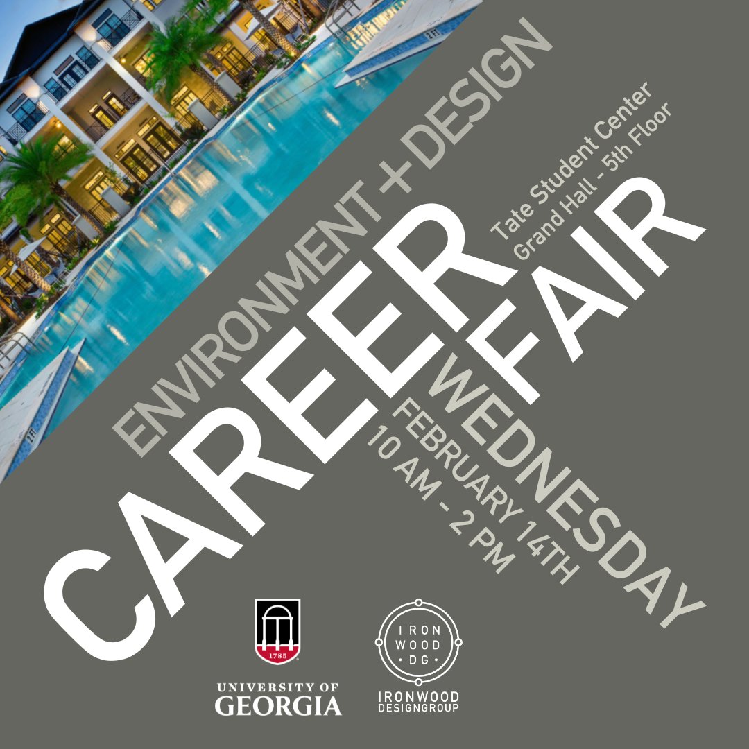 We're excited to meet the future of landscape architecture at the UGA College of Environment &amp; Design Career &amp; Internship Fair! 

Join Ironwood Design Group on 2/14/24 from 10:00 am to 2:00 pm.
bit.ly/3OHHziP

#IronwoodDesignGroup #UGACareerFair #LandscapeArchitecture