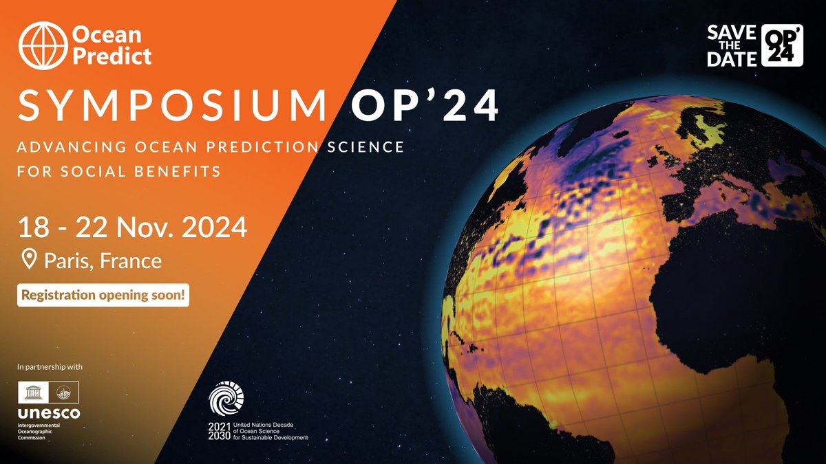 YESSCommunity's tweet photo. ๐ OceanPredict Symposium (OP โ24), 18-22 November 2024, Paris, France๐.
โ๏ธ REGISTRATION opening soon!
๐
Save the date & stay tuned for registration details! ๐
๐ More info: https://t.co/Wu33m7cGWx
#OceanPredict24 #OperationalOceanography #OceanDecade https://t.co/XKS64B6ppH