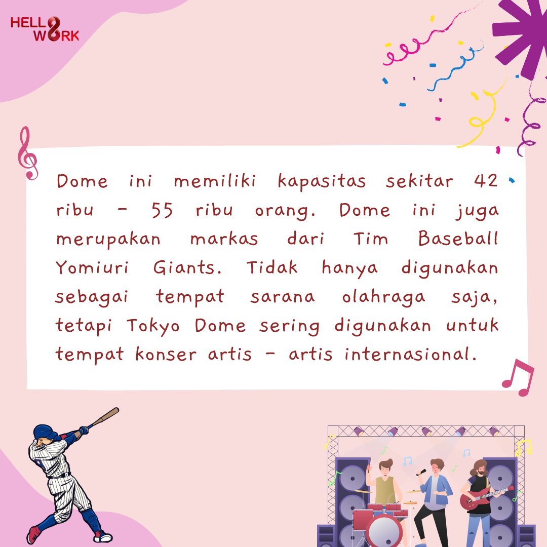 hellowork_asia's tweet photo. Tokyo Dome | Hellowork Asia

Halo Helloworkers! Pasti dari kalian ada yang sudah tahu Tokyo Dome bukan? yang mana tempat ini sering dipakai sebagai tempat konser artis internasional. Penasaran? Yuk baca penjelasan pada postingan berikut! https://t.co/9A2JXl0vPA
