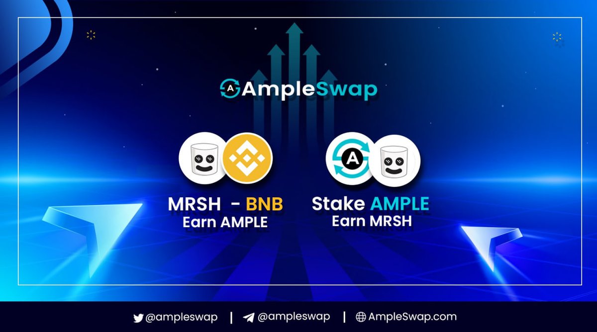 We are pleased to announce Farm & Pool with @MarshmallowMRSH Marshmallow isn't your ordinary crypto adventure; it's a sweet journey into the universe of memes and Web3 investing Stake MRSH-BNB LP to Earn $AMPLE ampleswap.com/farms Stake $AMPLE to Earn $MRSH