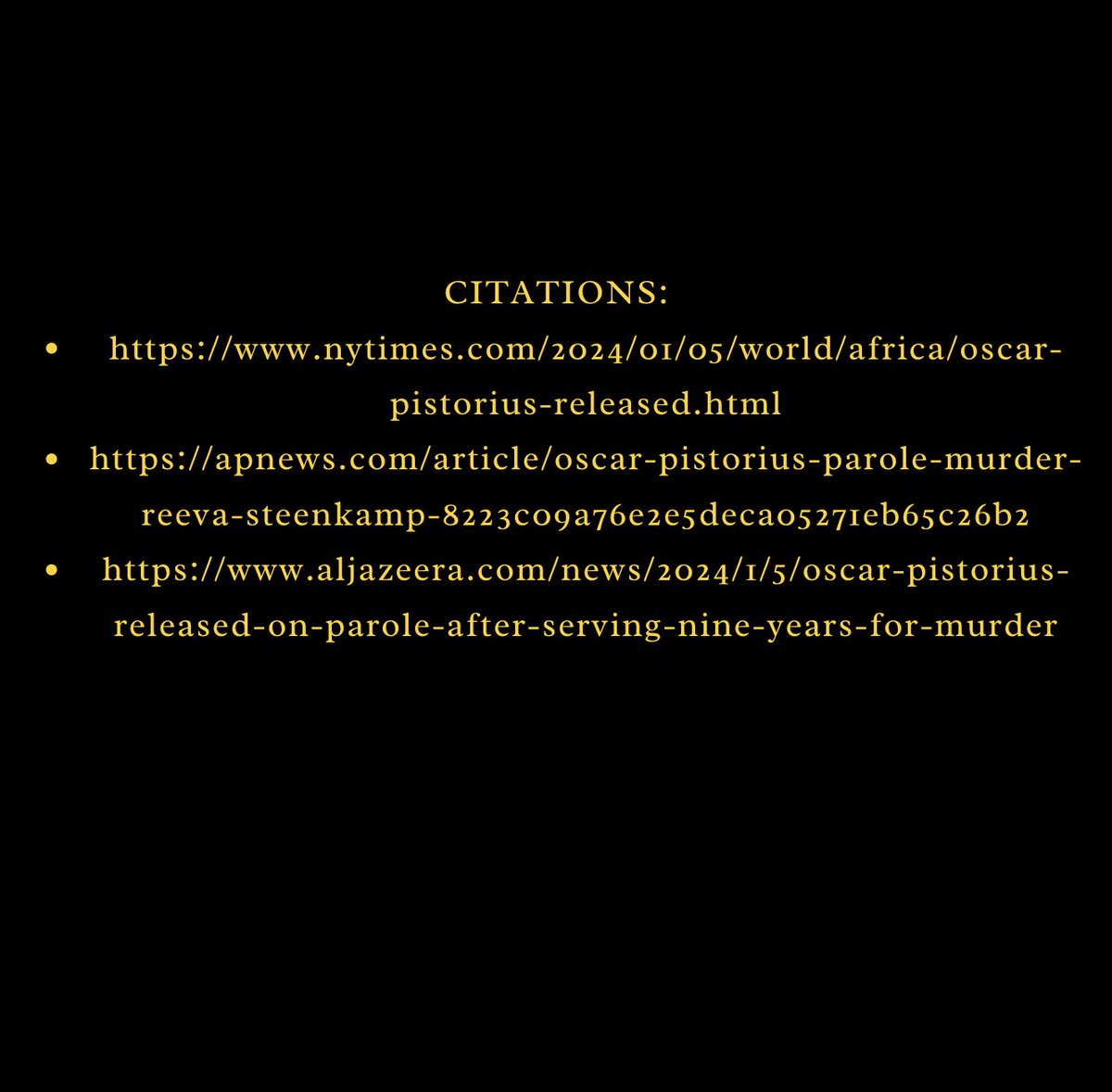 On Valentine's Day of 2013, Oscar Pistorius murdered his girlfriend. 

Today's short covers the case and notes his release from prison in January of 2024.