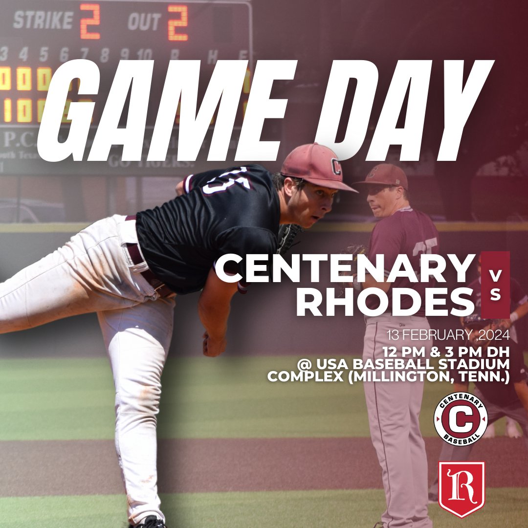 GoCentenary's tweet photo. Baseball starts their season on the road in Millington Tennessee with a Tuesday DH against Rhodes.

#GoCentenary #CTheOpportunity https://t.co/lODhKMLtuO