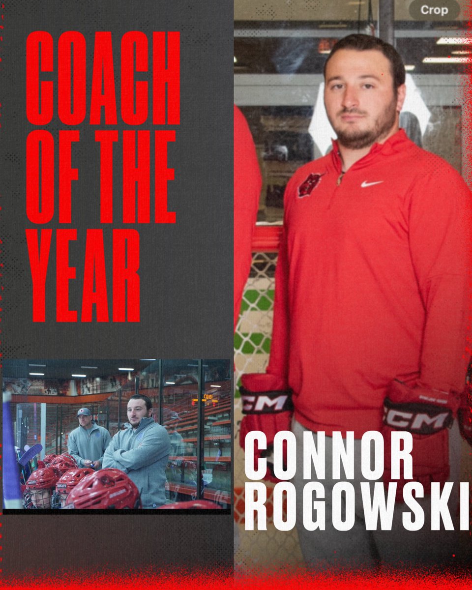 Congratulations to Coach Connor Rogowski and staff on being named NHC Coach of the Year