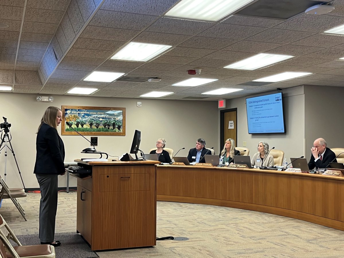 Roxanne Zillinger, education program consultant, introduced the two 2023 Elementary and Secondary Education Act (ESEA) Distinguished Kansas Schools: 

-Blue Rapids Elementary School, Valley Heights USD 498
-Wheatland Elementary School, Valley Center <a href="/USD262/">USD262 Valley Center</a>