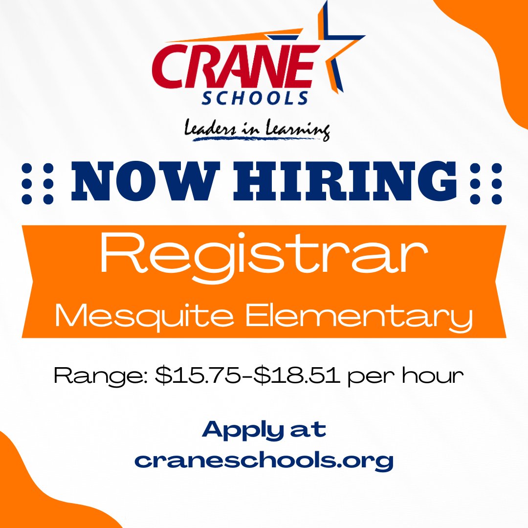 If you have strong data entry experience with emphasis in Excel, solid math skills and are able to handle a heavy workload efficiently, come #joinourcrew! 🌵 High school diploma required with application. More details at craneschools.org 🌵