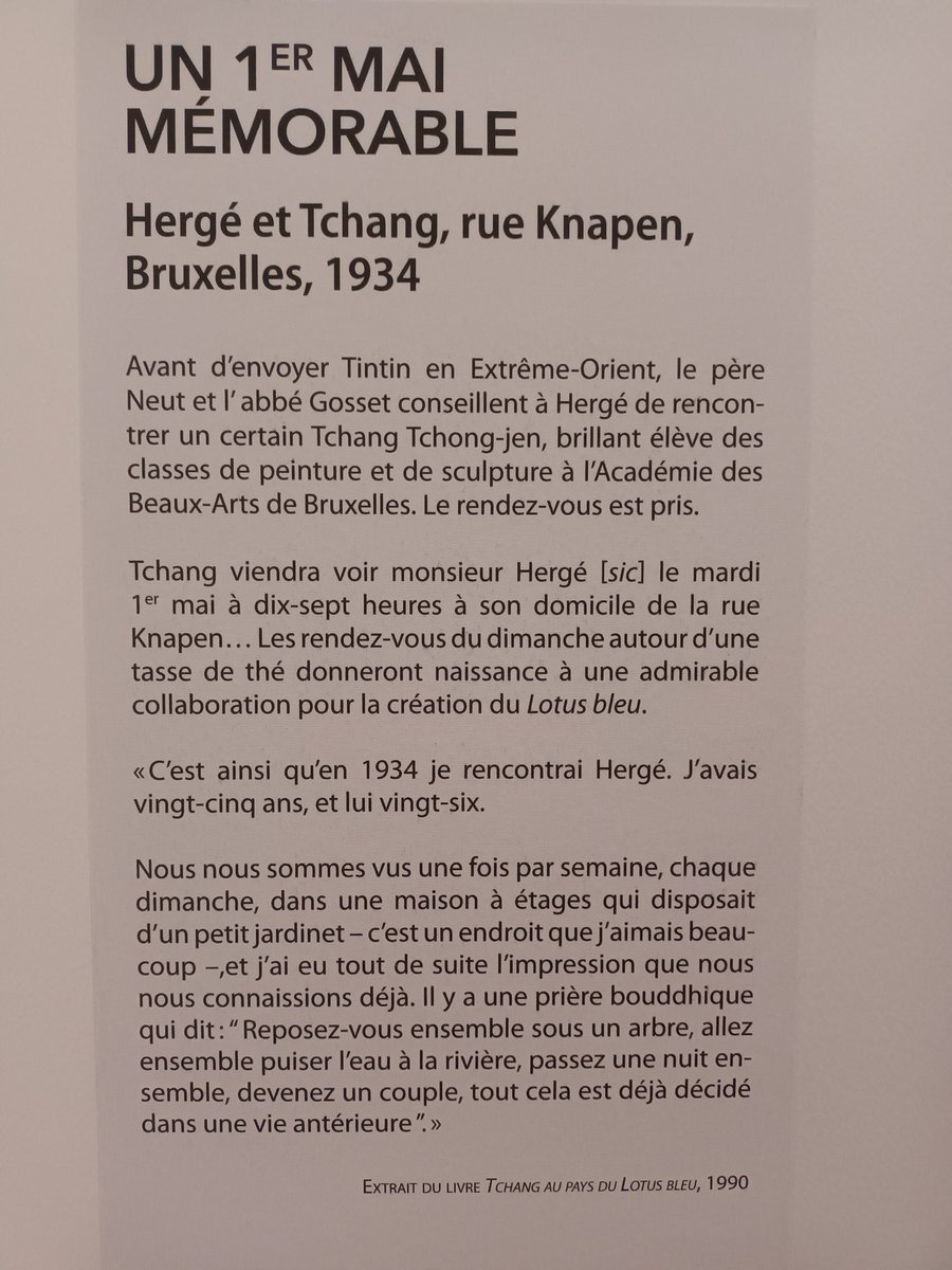 MichelRougerMR's tweet photo. L'expo se concentre sur l'amitié entre #Hergé et #Tchang Tchong-jen étudiant chinois en art à partir de leur première rencontre en 1934. De leurs échanges naîtra l'album "Le Lotus Bleu", puis de leur perte de vue Hergé écrira "#Tintin au #Tibet" en 1960. https://t.co/hbgDnPFwoW