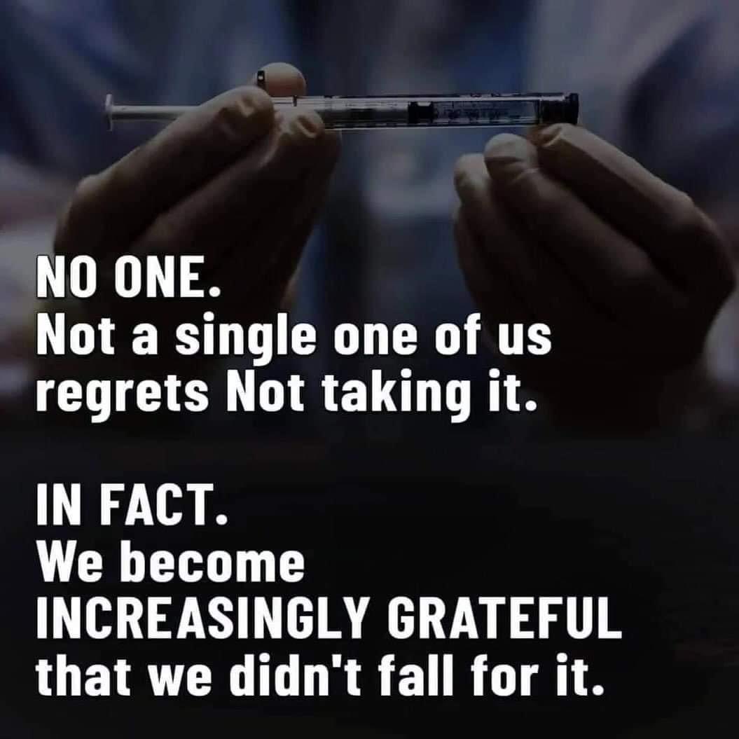 DarrenPlymouth's tweet image. The best decision ever made was not having the mRNA shot.

Now we need to help those that were coerced and fooled into taking it.

Justice must be served for this crime.