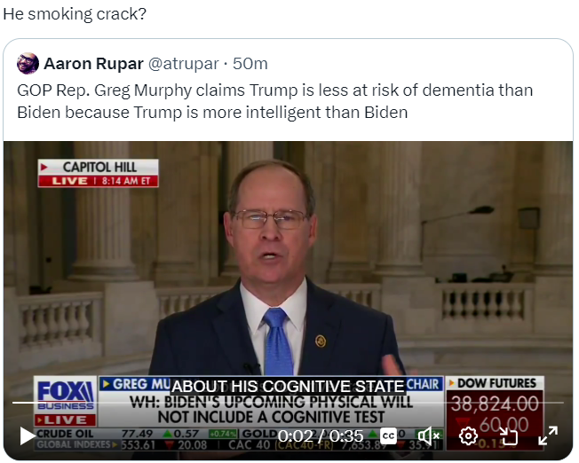GeraldSlaby1's tweet photo. @RepGregMurphy What are you on, son? #GregMurphy https://t.co/1B2QUqB60f