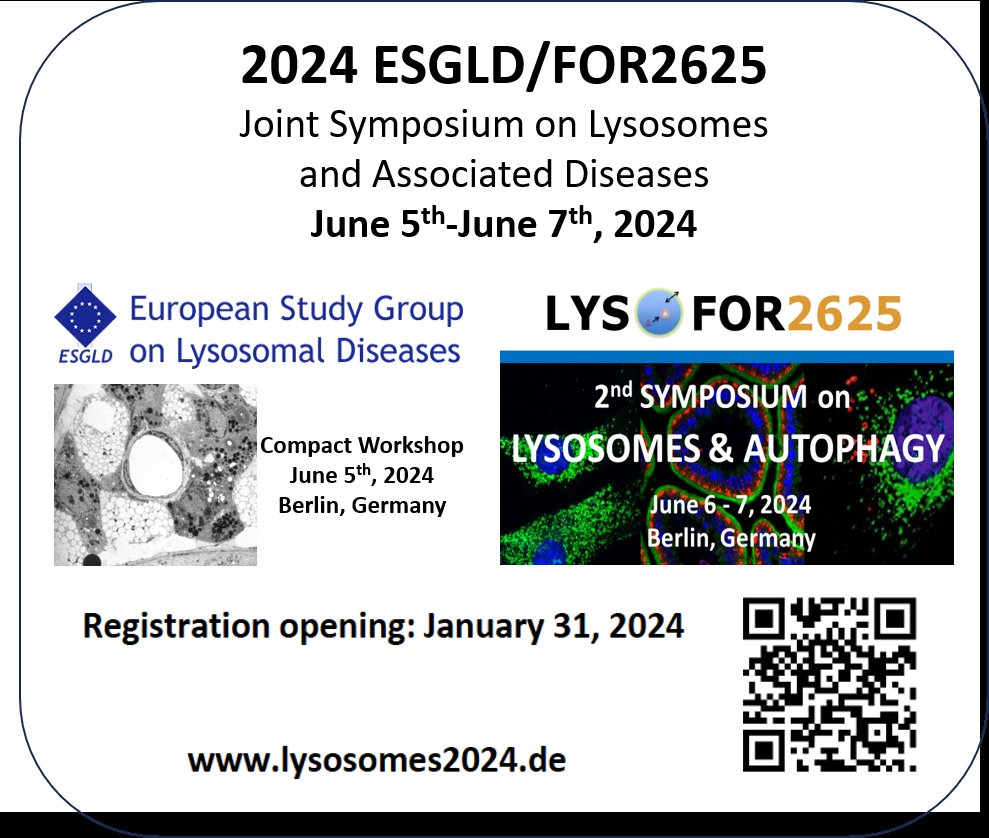 LysoProteomics's tweet photo. Remember to check out our combined FOR2625 and ESGLD meeting on lysosomes and autophagy which will take place in June in Berlin, Germany. Several great speakers already confirmed and there's still space for you to show your data! Registration is open at https://t.co/jfE8FxkjrF https://t.co/MdewpI6FJD